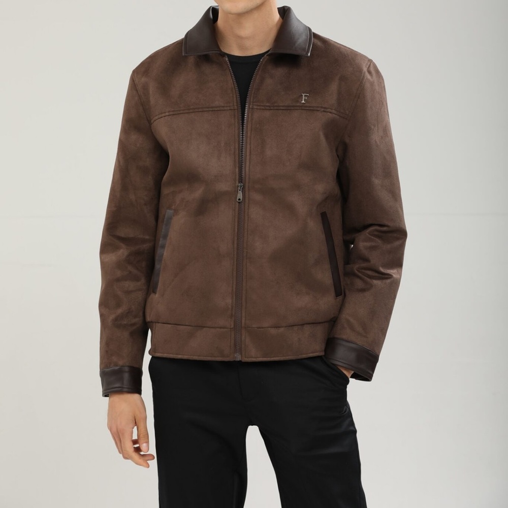 Men's Brown Suede and Leather Jacket